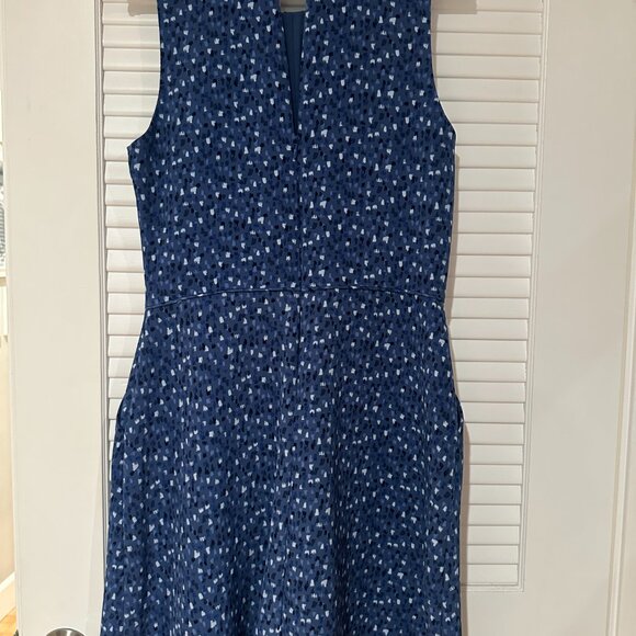 Gap Navy & White Speckled Fit & Flare Dress - Pockets - Size 6 - Picture 2 of 6